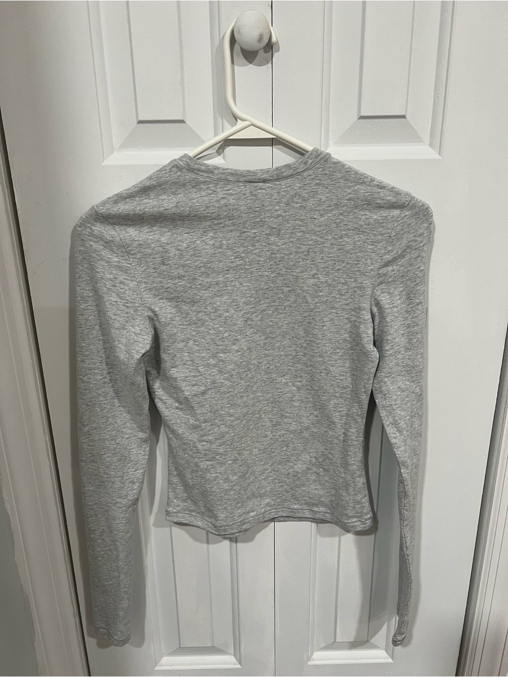 SKIMS Long Sleeve Crewneck Top in Heather Gray XXS - Picture 4 of 6